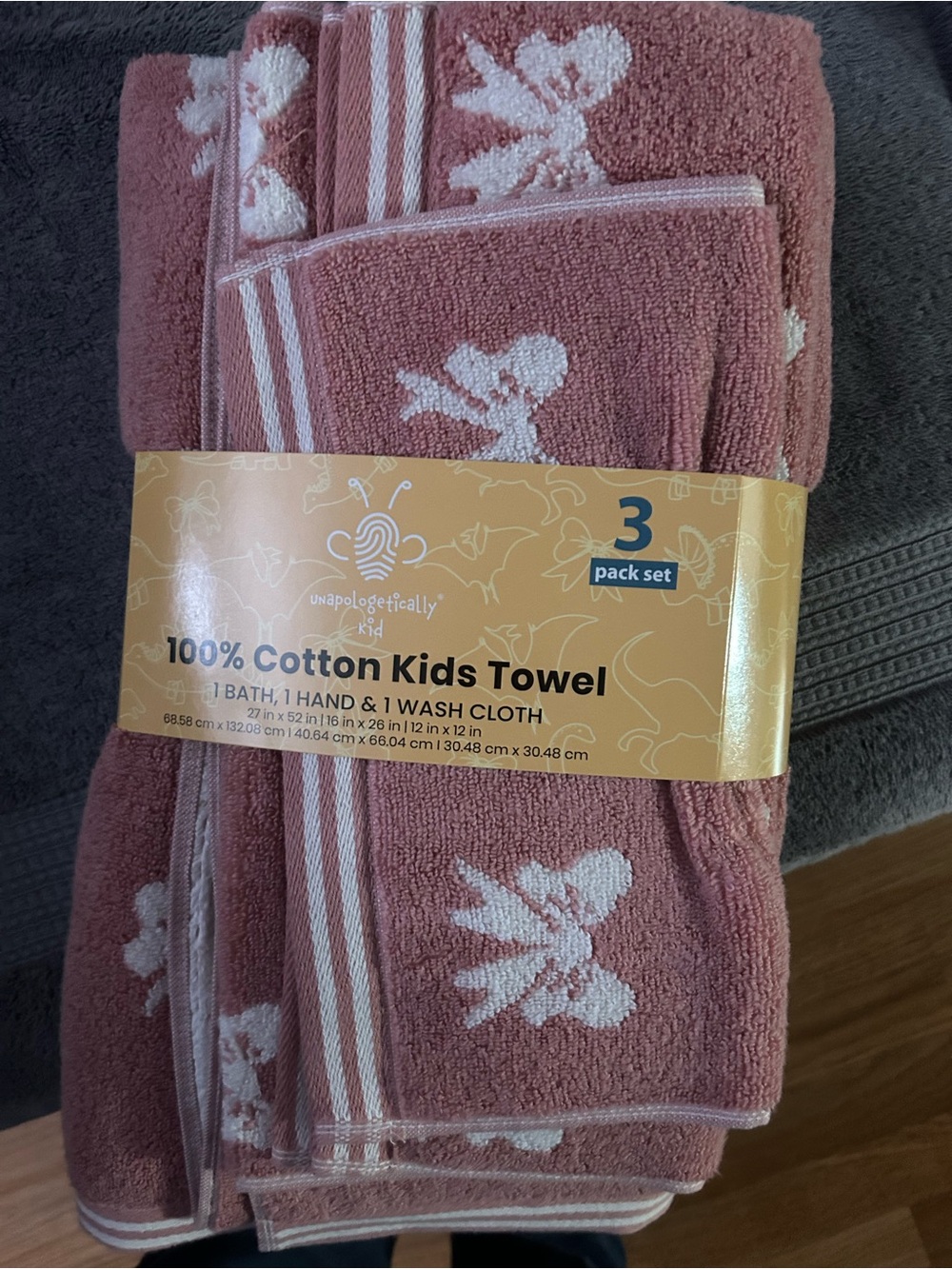 Unapologetically kids 100% cotton towel set pet/smoke free home